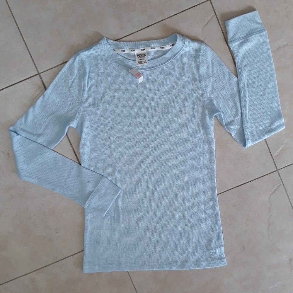VS PINK soft baby blue thermal top - Picture 4 of 8